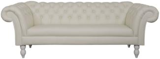 Casa Padrino Luxus Echtleder 3er Sofa Weiß 210 x 90 x H. 80 cm