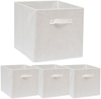 4er Set Aufbewahrungsbox für Kallax Regal 33x38x33 Stoff mit Griff Faltbox Weiß