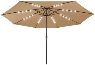 Sonnenschirm mit LED-Leuchten und Metallmast 400 cm Taupe