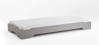 Stapelbett mit Matratze 90x200 cm Kiefer massiv grau Sylt