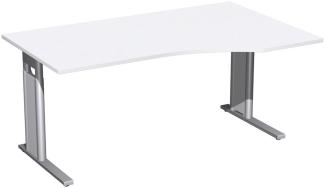 PC-Schreibtisch rechts, höhenverstellbar, 160x100cm, Weiß Silber