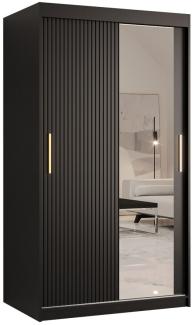 'Kirtan Slim 2' Kleiderschrank mit Frontspiegel, schwarz, 100 cm