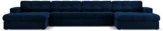 Micadoni 5-Sitzer Samtstoff Panorama Sofa Justin | Bezug Royal Blue | Beinfarbe Black Plastic