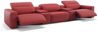 Sofanella Dreisitzer LENOLA Echtlederbezug Kinocouch Sofa in Rot XL: 377 Breite x 109 Tiefe