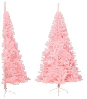 Künstlicher Halb-Weihnachtsbaum mit Ständer Rosa 210 cm PVC