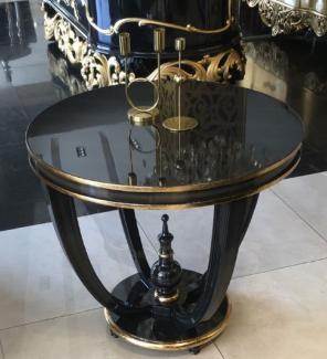 Casa Padrino Luxus Barock Beistelltisch Schwarz / Gold - Handgefertigter Massivholz Tisch - Barock Wohnzimmer Möbel