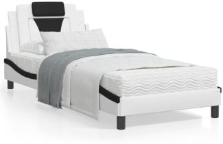 Bett mit Matratze Weiß und Schwarz 90x190 cm Kunstleder (Farbe: Weiß)