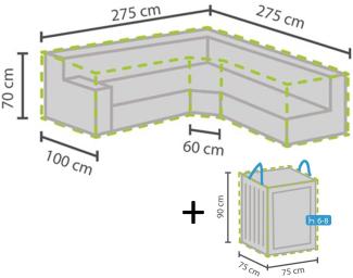 Schutzhülle trapezförmig 275x275cm für Garten Lounge Set + Hülle für 6-8 Kissen