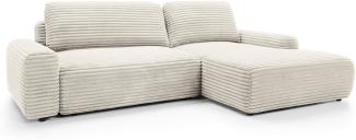 Selsey Alferia - Ecksofa mit Schlaffunktion, Breitcord-Bezug, creme, rechtsseitig