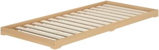 Niederflurbett Bettrahmen Studenten Futon Bodenbett 90x200 Buche Massivholz V-60.66-09Rollrost inkl.