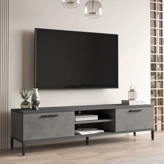 Fernsehtisch Lempäälä mit 2 Ablagefächern 160 x 35 x 39 cm Betonoptik/Anthrazit [en. casa]