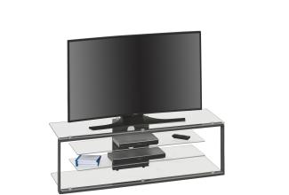 TV-Rack >MEDIA MODELLE GLAS< (BxHxT: 130x42x40 cm) Metall anthrazit - Klarglas