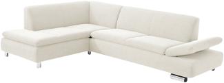 Ecksofa mit Ottomane links Kaye Bezug feines Strukturgewebe Metallfuß verchromt / creme 23063