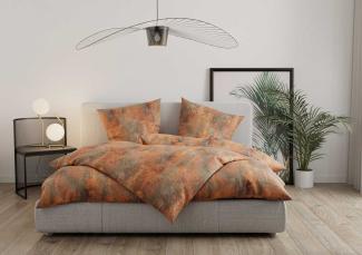 Mako Satin Bettwäsche Rost Desgin orange / braun Garnitur 140x200 + 70x90