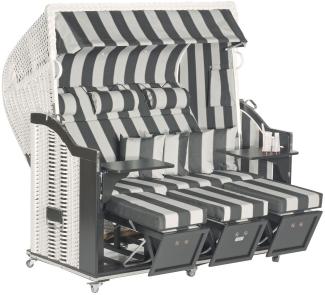 Sonnenpartner Strandkorb Classic 3-Sitzer Halbliegemodell weiß/schwarz mit Sonderausstattung