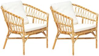 2er Set Rattan Sessel CALIFORNIA Natural inkl. Kissen Relaxsessel Armlehnsessel