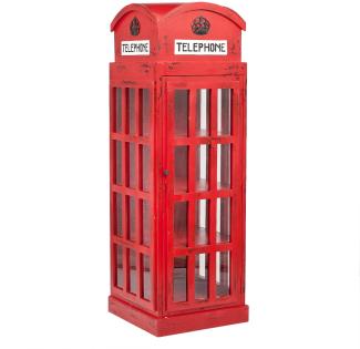 Regal LONDON Antik Rot Mahagoni ca. H180cm Vitrine Telefonzelle Shabby Chic