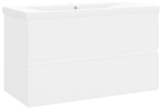 vidaXL Waschbeckenunterschrank mit Einbaubecken Weiß Spanplatte [3071549]
