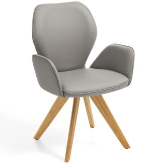 Niehoff Sitzmöbel Colorado Trend-Line Design-Armlehnenstuhl Eichen/Polyester Drehbar Atlantis grau