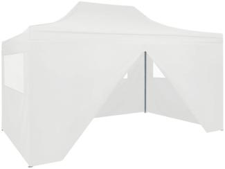 Profi-Partyzelt Faltbar mit 4 Seitenwänden 3×4m Stahl Weiß