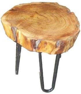 Casa Padrino Beistelltisch Akazien Holz / Eisen 33 - 45 cm - Industrial Möbel Hocker Tisch