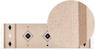 Kelim Teppich Baumwolle mehrfarbig 80 x 300 cm geometrisches Muster Kurzflor BERDIK