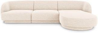 Micadoni 4-Sitzer Ecke rechts Sofa Miley | Bezug Light Beige | Beinfarbe Black Plastic