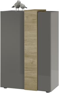 Highboard Positano - Dunkelgrau Hochglanz