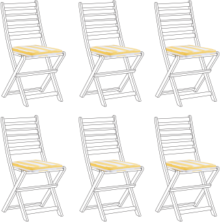Sitzkissen für Stuhl TOLVE 6er Set gelb weiß gestreift 31 x 39 x 5 cm
