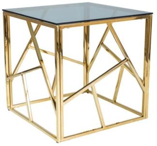 Couchtisch Glastisch Escada B 55x55x55cm Gold Rauchglas
