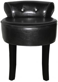 Casa Padrino Designer Hocker Boston Schwarz / Schwarz mit Bling Bling Steinen - Barock Schminktisch Stuhl