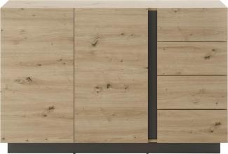 'Louna' Sideboard mit 4x Schubladen Eiche Artisan/ Graphit grau
