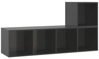 vidaXL 2-tlg. TV-Schrank-Set Hochglanz-Grau Spanplatte [3079807]