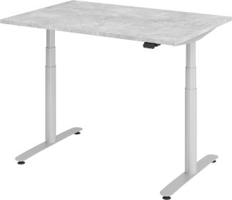 bümö® smarter Schreibtisch Serie-XDLR elektrisch höhenverstellbar mit App-Steuerung 120 x 80 cm in Beton / Silber