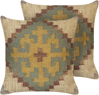 Dekokissen orientalisches Muster Jute mehrfarbig 45 x 45 cm 2er Set SARON