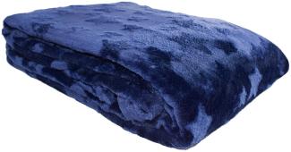 Wohndecke Flanell mit Herzen/Sternen 150 x 200 cm Kuscheldecke mit Design blau