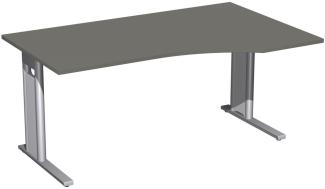 PC-Schreibtisch 'C Fuß Pro' rechts, feste Höhe 160x100x72cm, Graphit / Silber
