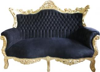 Casa Padrino Barock 2-er Sofa Master Schwarz / Gold - Antik Stil Möbel