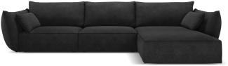 Micadoni 4-Sitzer Ecke rechts Sofa Kaelle | Bezug Black | Beinfarbe Black Plastic