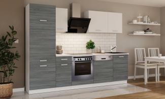 Küche 'Toni' Küchenzeile, Küchenblock, Singleküche, 270 cm, Silbereiche