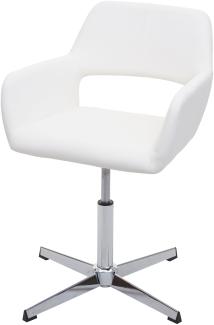Esszimmerstuhl HWC-A50 IV, Stuhl Küchenstuhl, Retro höhenverstellbar Drehmechanismus ~ Kunstleder weiß, Chromfuß
