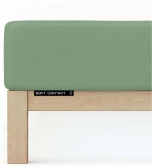 Schlafgut Jersey Spannbetttuch Soft Contact | 140x200 - 160x200 cm | green-mid