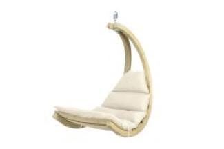 AMAZONAS Swing Chair Creme stylischer Schwebesessel mit extra Dicker Matratze aus FSC Fichtenholz bis 120 kg