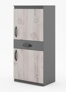 Highboard "Segovia" Kommode 60cm graphit Santana Oak 2-türig