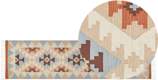 Kelim Teppich Baumwolle mehrfarbig 80 x 300 cm geometrisches Muster Kurzflor DILIJAN