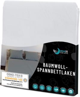 Dreamzie - Spannbettlaken 90x200cm - Baumwolle Oeko Tex Zertifiziert - Weiß - 100% Jersey Bettwäsche 90x200