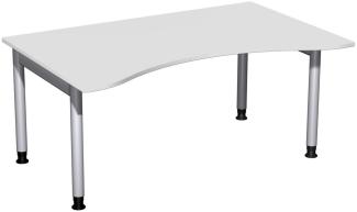 Schreibtisch '4 Fuß Pro' höhenverstellbar, 160x100cm, Lichtgrau / Silber