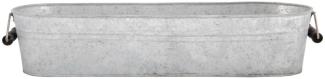Esschert Design Blumentopf, Übertopf in grau aus verzinktem Metall, lang, ca. 59 cm x 17 cm x 12 cm