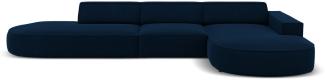 Micadoni 4-Sitzer Samtstoff Ecke rechts Sofa Jodie | Bezug Royal Blue | Beinfarbe Black Plastic