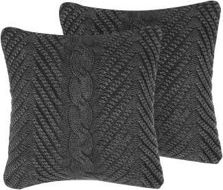 Dekokissen Baumwolle grau strukturiert 45 x 45 cm 2er Set KONNI